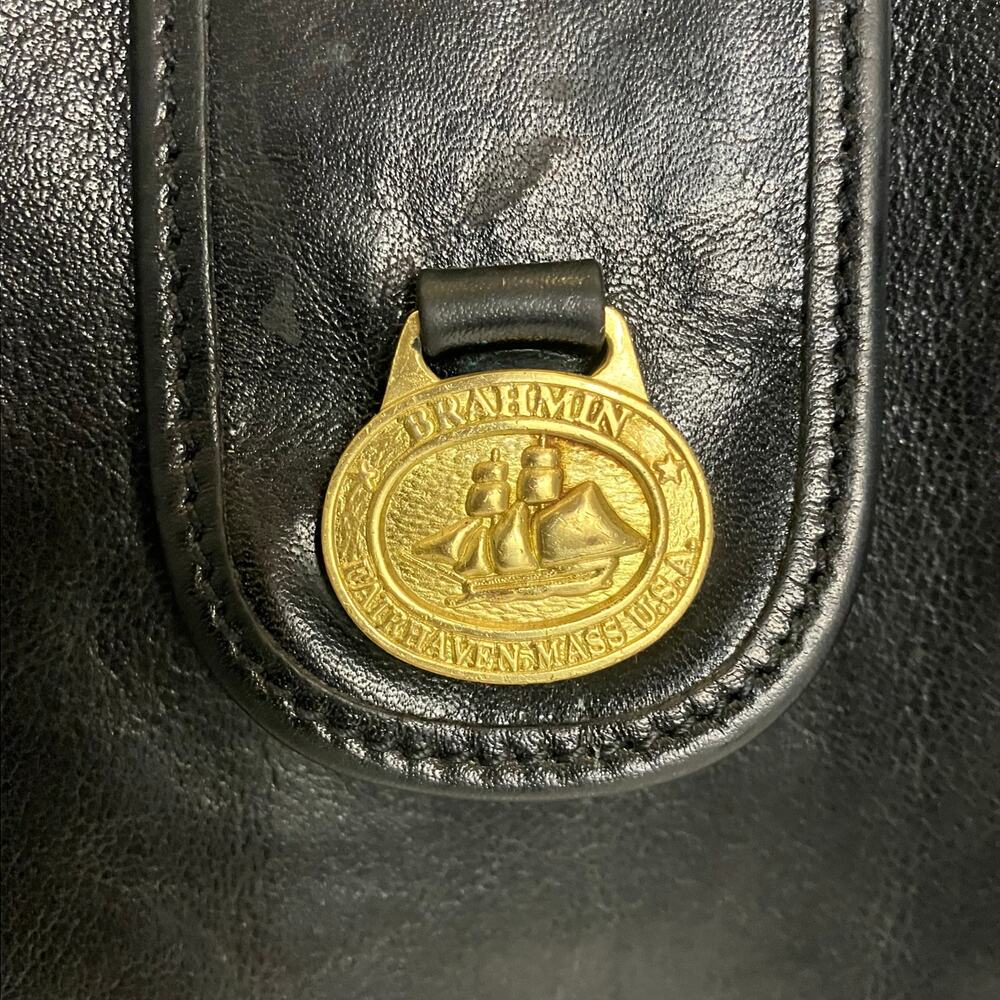 Brahmin Black Leather Tote Shoulder Bag - Picture 3 of 12